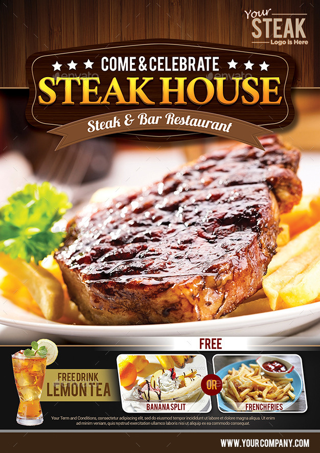 Steak & Bar Flyer Menu, Print Templates GraphicRiver